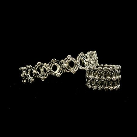 Handcrafted 92.5 Sterling Silver 2 in 1 Bracelet cum Ring